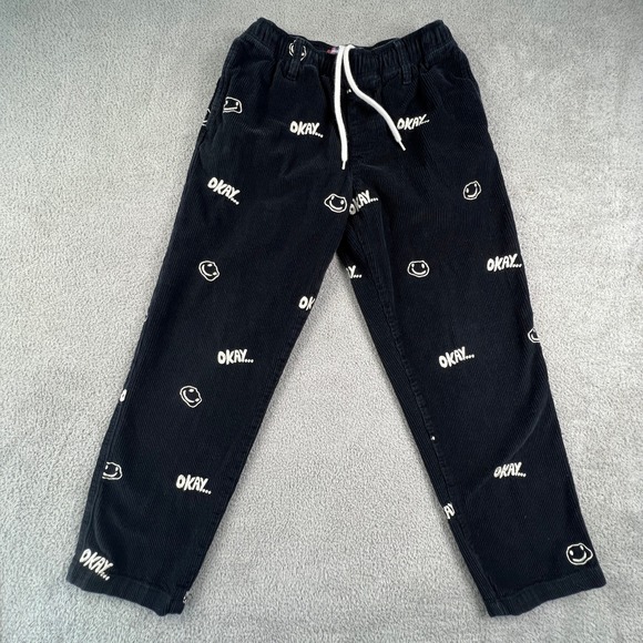 Urban Outfitters Other - Urban Outfitters Black Corduroy Embroidered Smiley Okay Pants Mens Small S‎